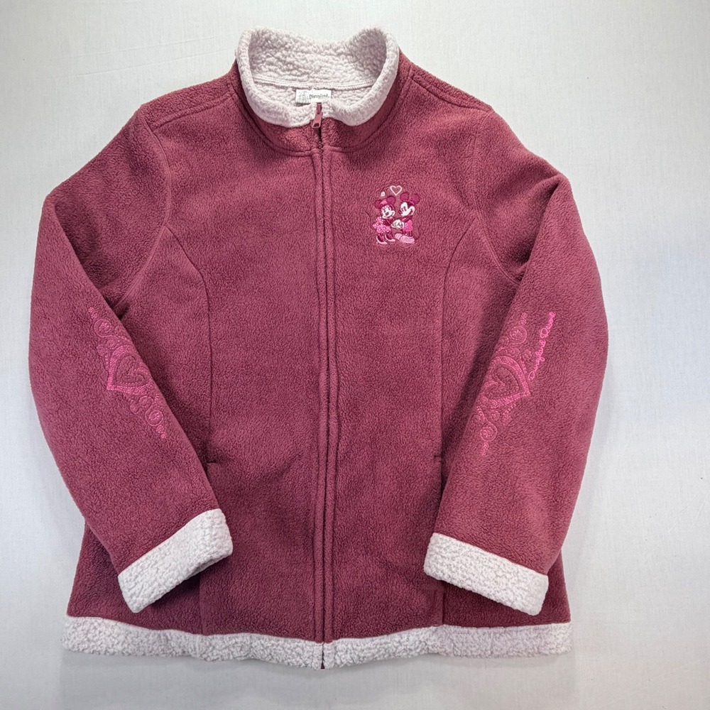 Disneyland‎ Resort Minnie Mouse Fleece Zip Up Jacket Women's Size 1X Burgundy
